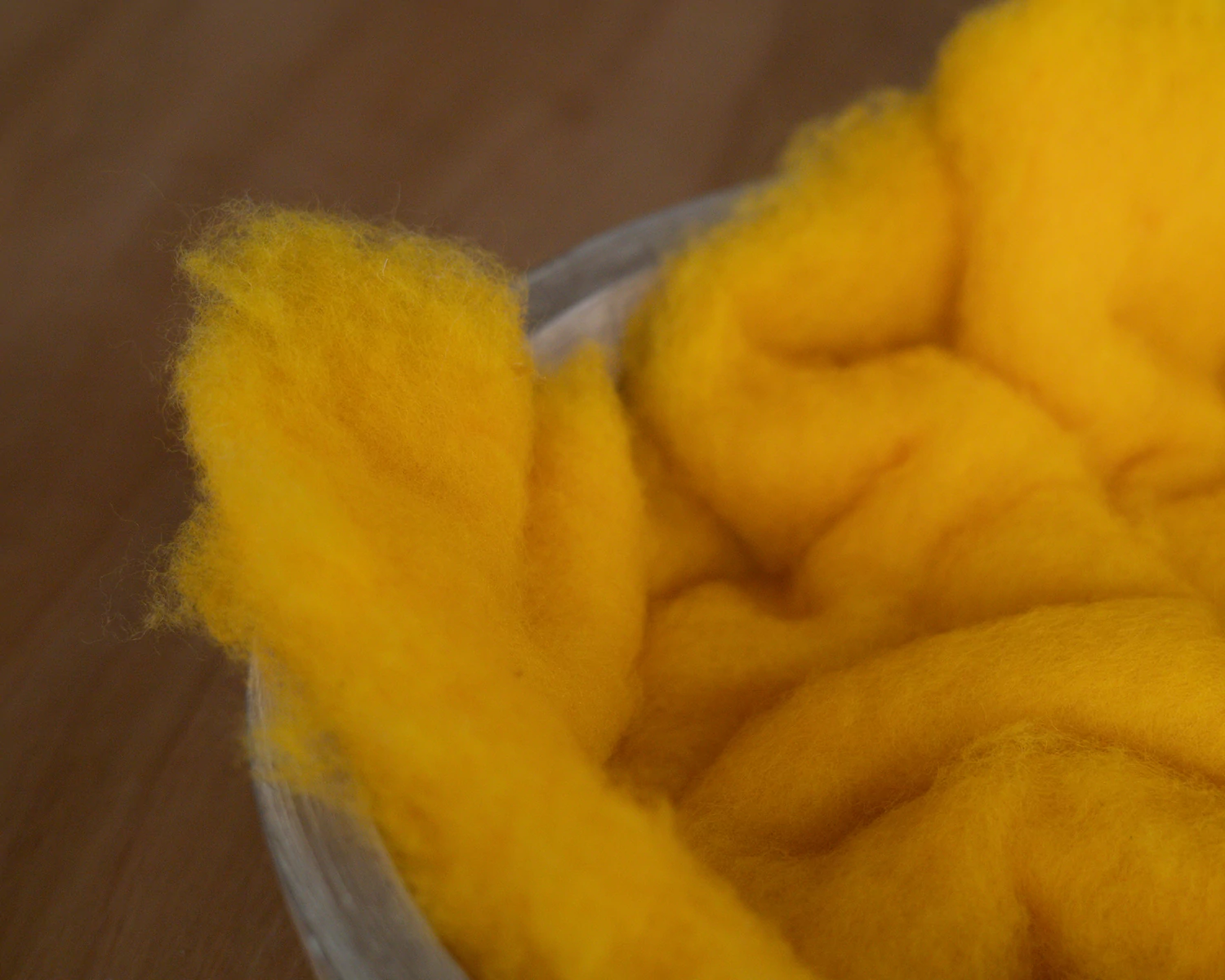 Yellow Wool Fluff Basket Stuffer - middle size