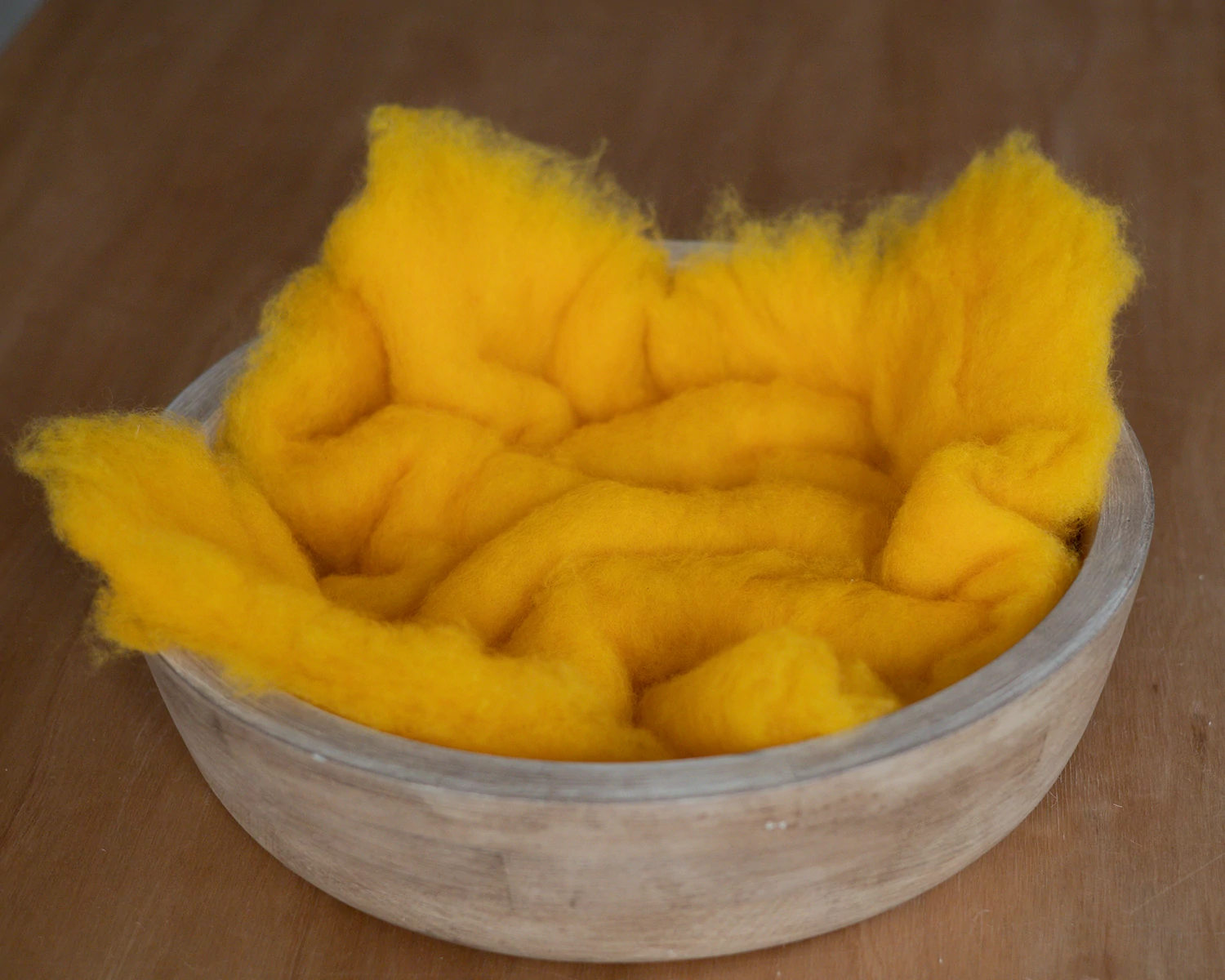 Yellow Wool Fluff Basket Stuffer - middle size