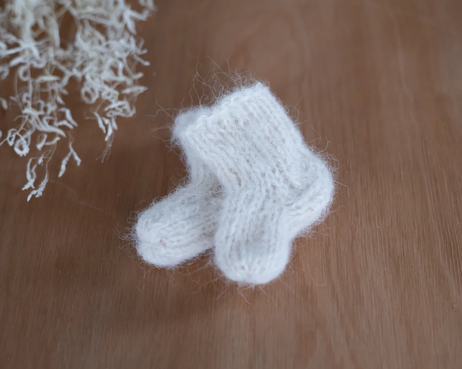 PRE - ORDER Ivory Hand-Knit Mohair Socks - Photo Prop