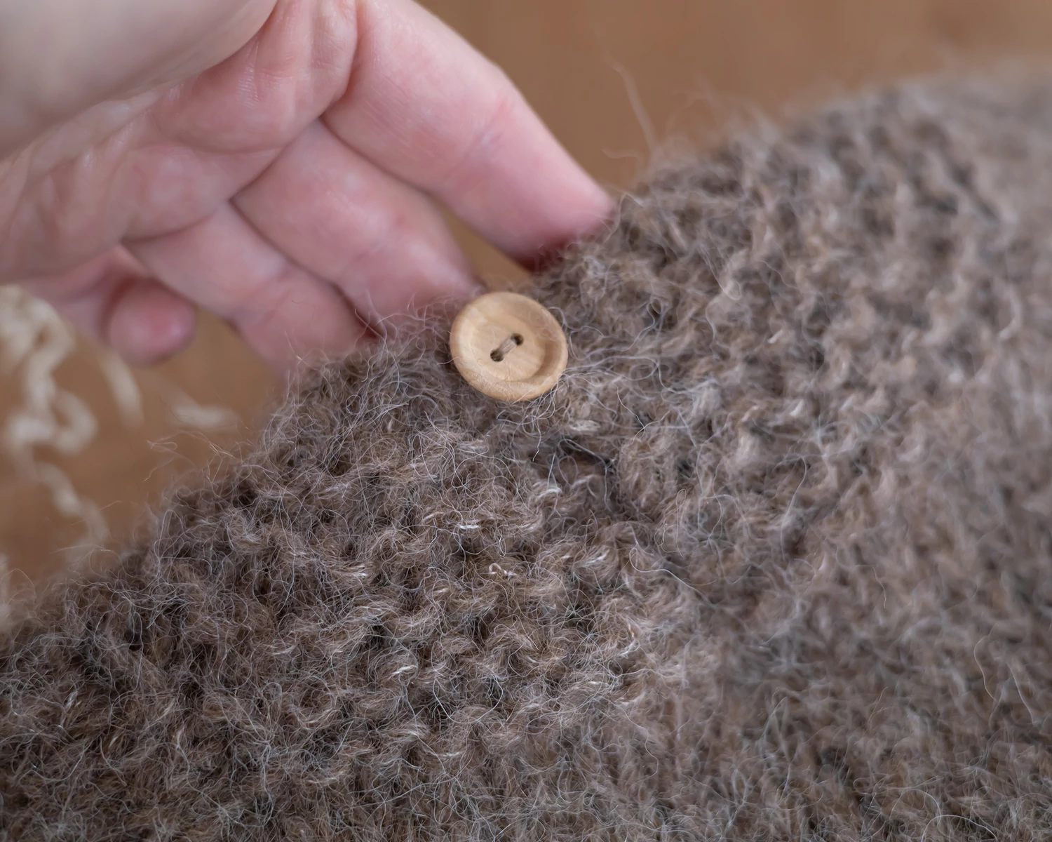 Brown Hand-Knitted Mohari Sweater