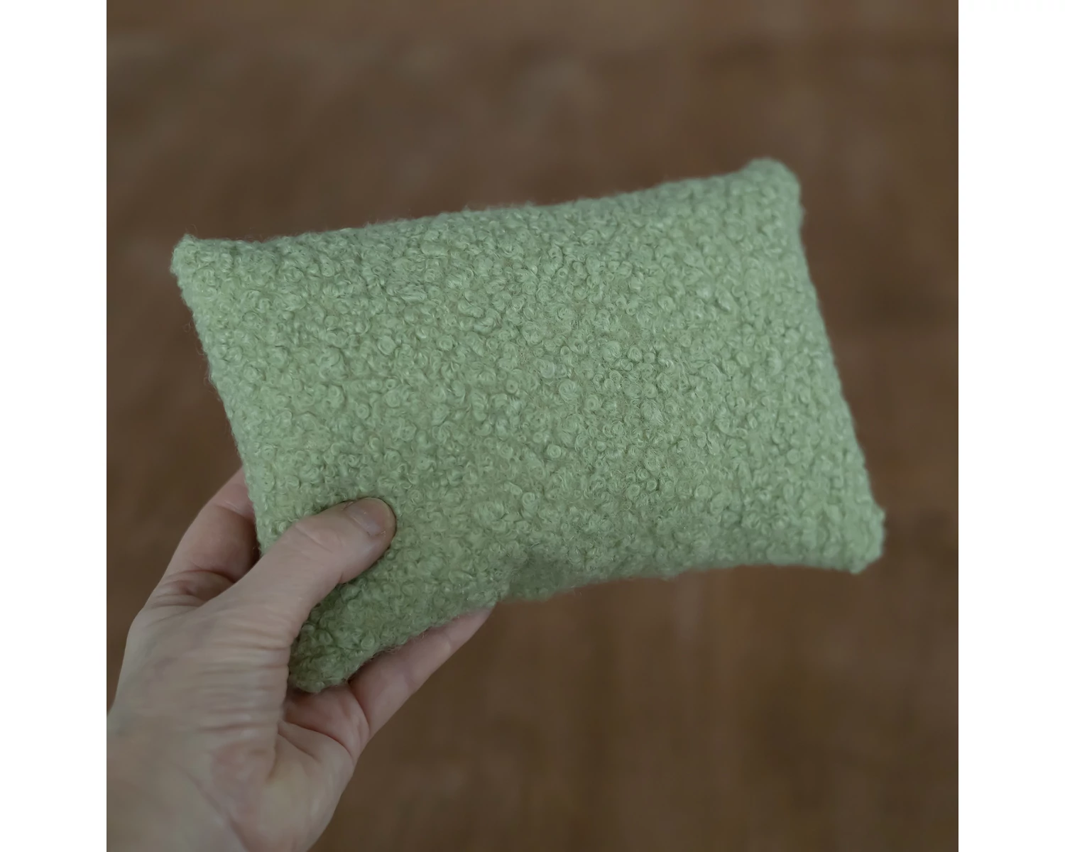 Boucle Pistachio Green posing pillow - newborn photo prop