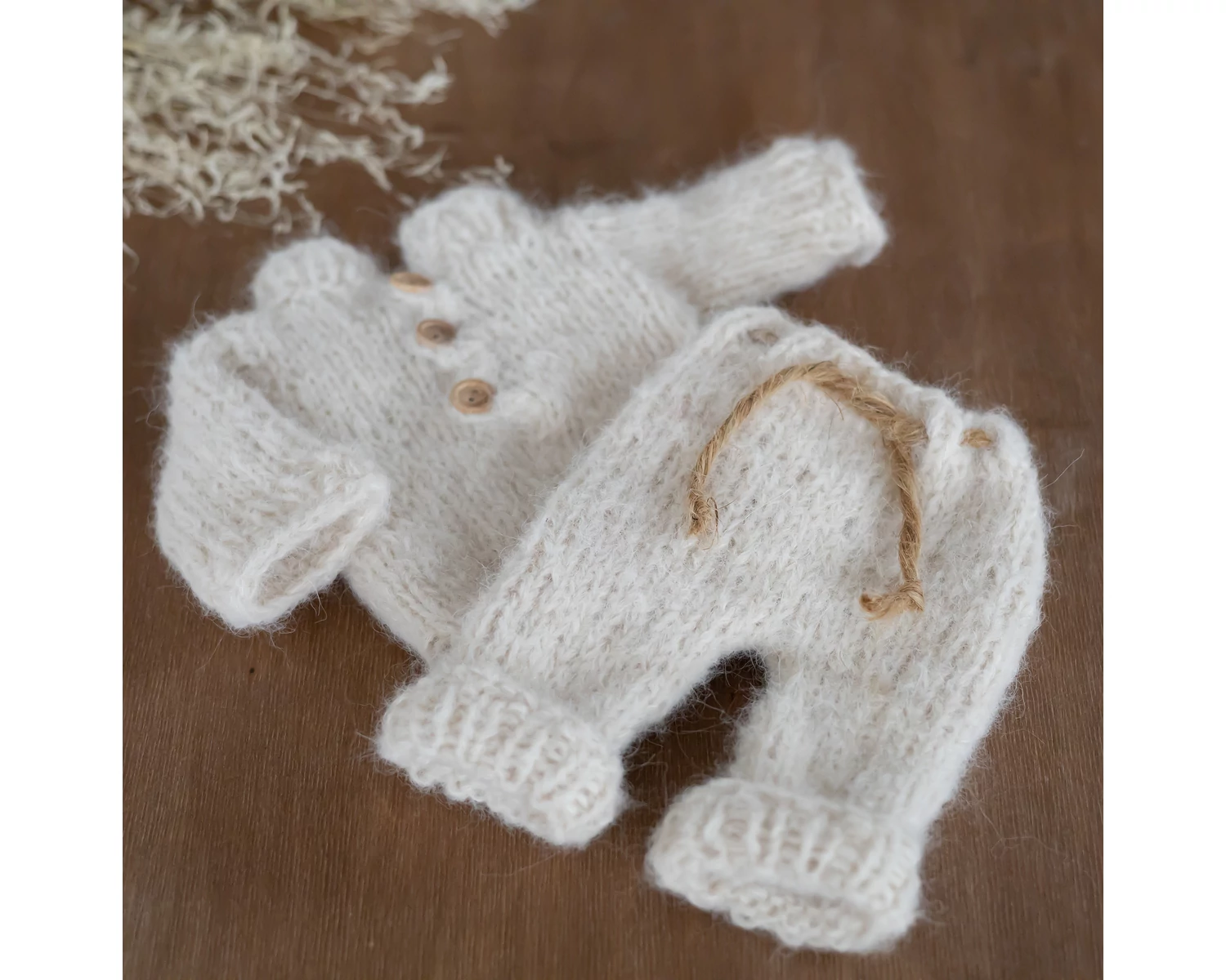 PRE - ORDER Off White Hand-Knitted Sweater and Pants Set