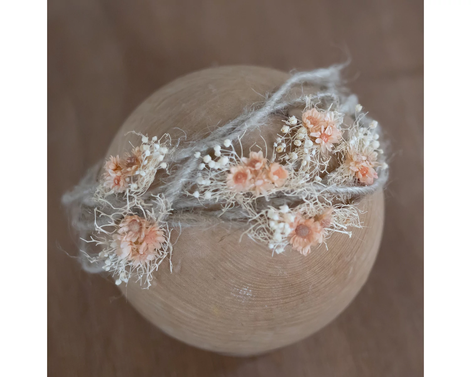 Rustic Floral Headband, Peach