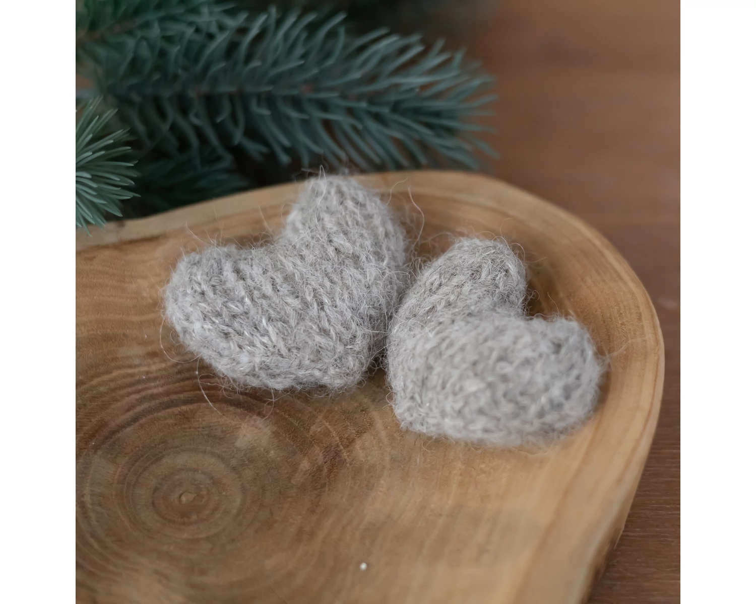 Mini, Knitted Heart, Light Grey