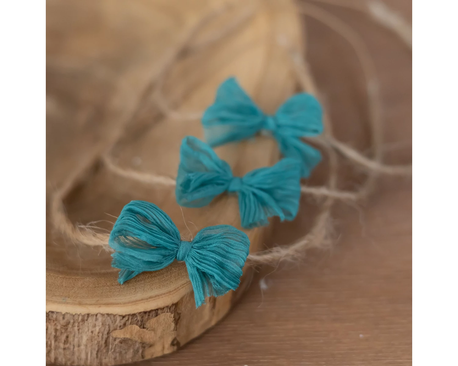 Turquise green - natural silk bow headband