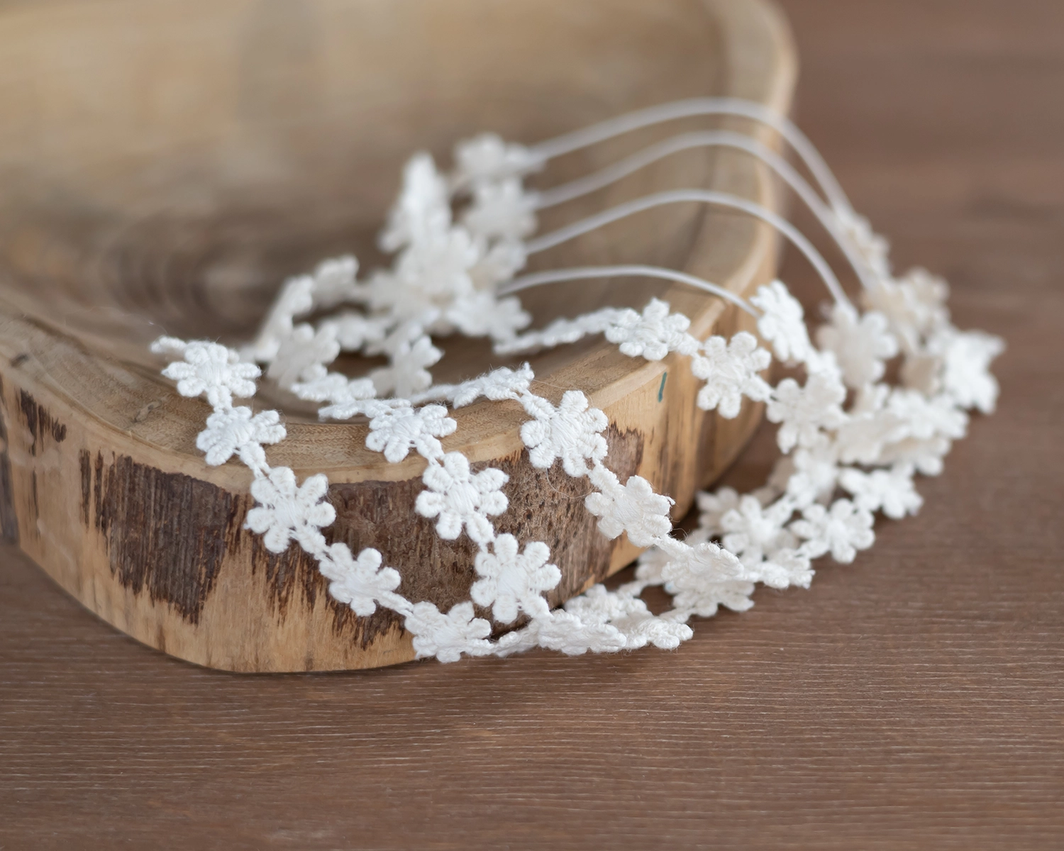 Ivory Lace Headband with Flowers