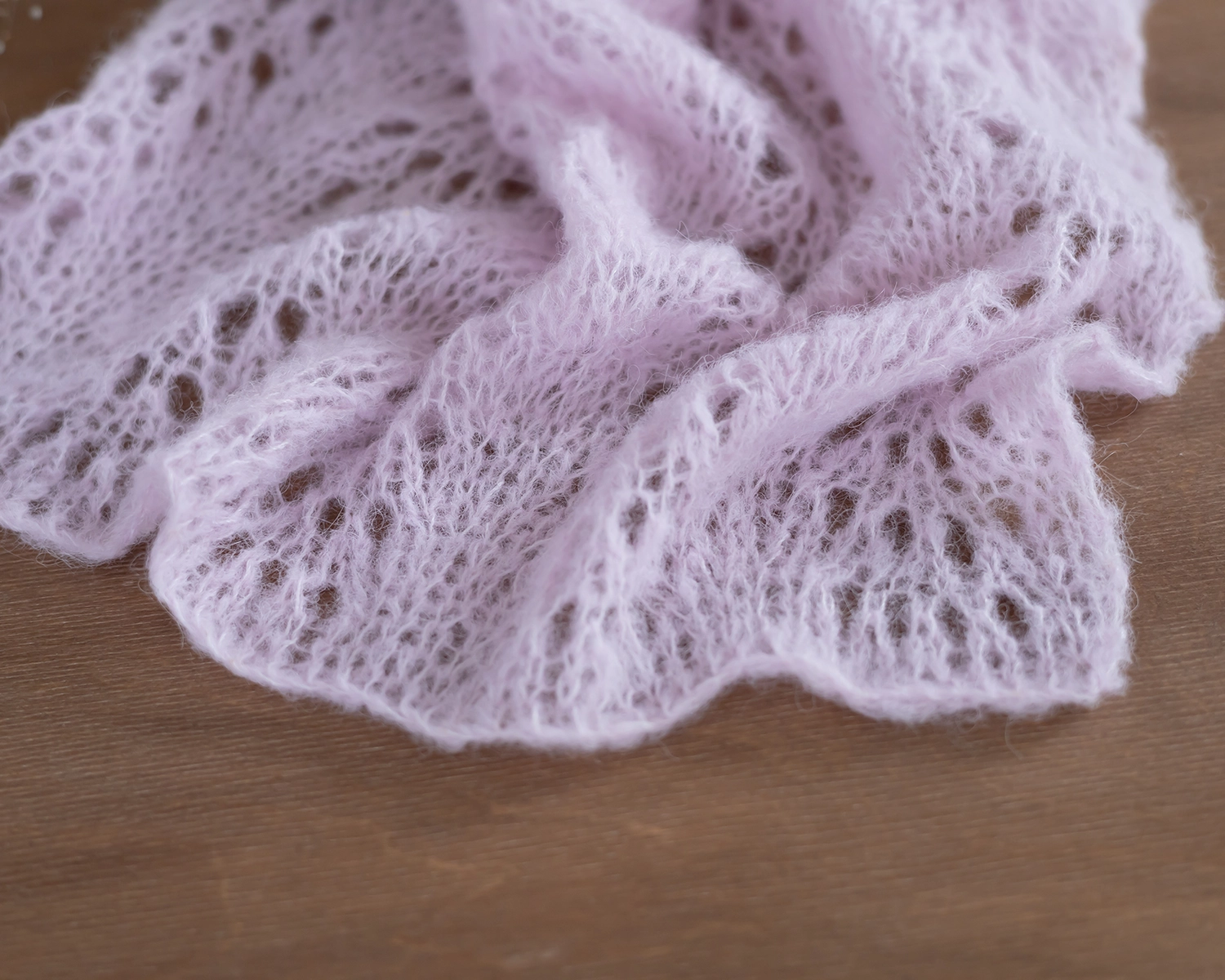 Pale Pink Mohair Knitted Layer / Blanket