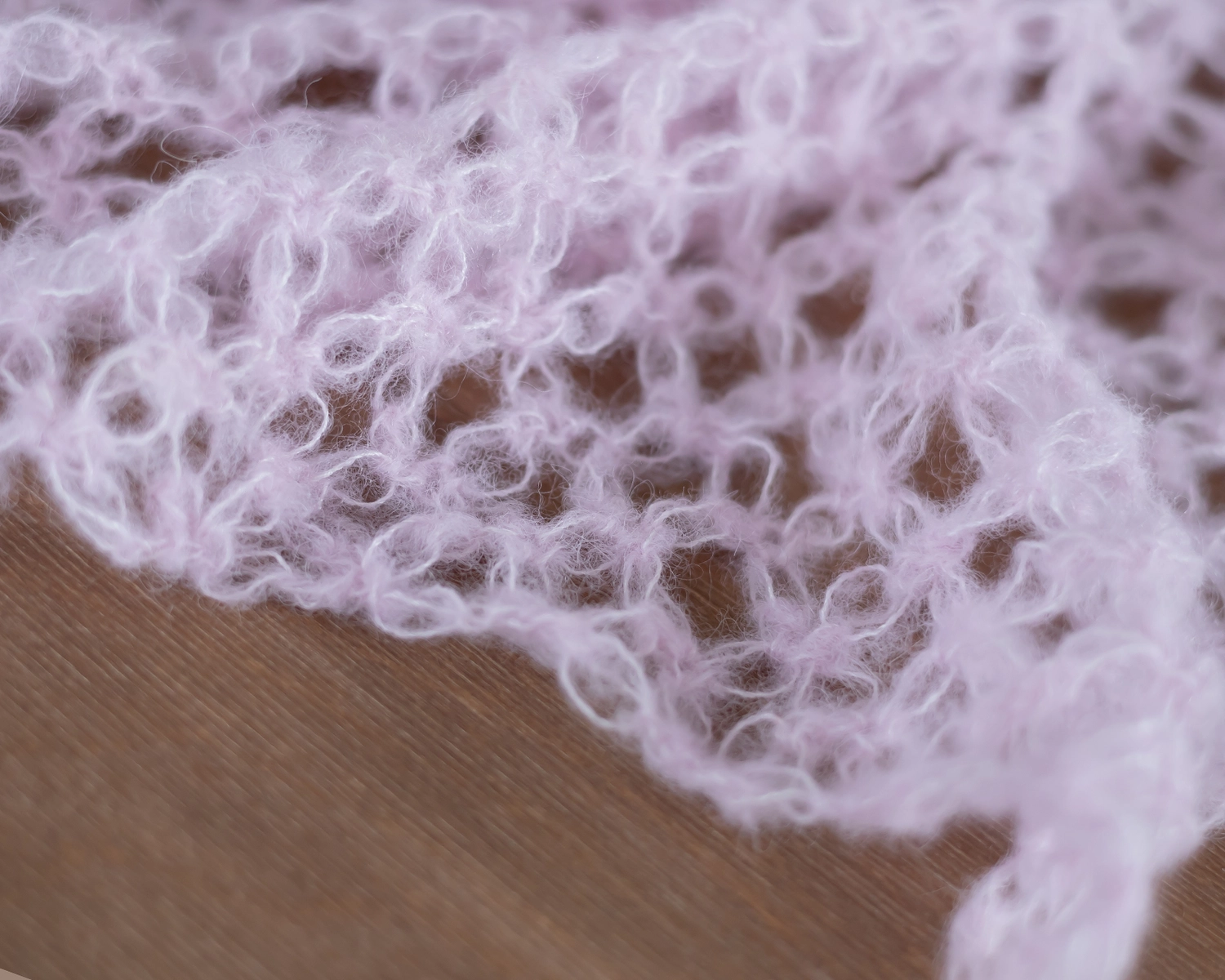 Pale Pink Mohair Crocheted Layer / Blanket