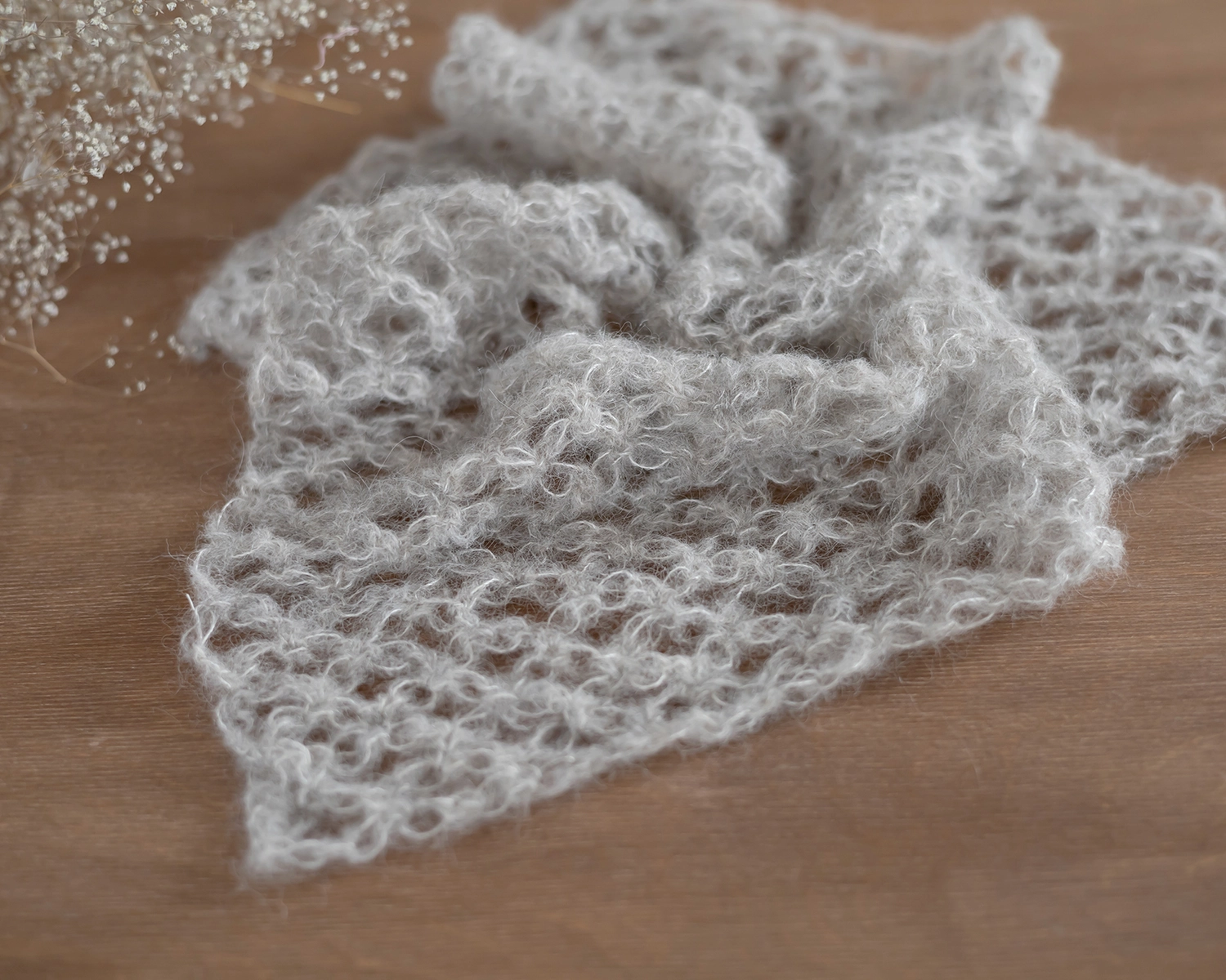 Light Grey Mohair Crocheted Layer / Blanket