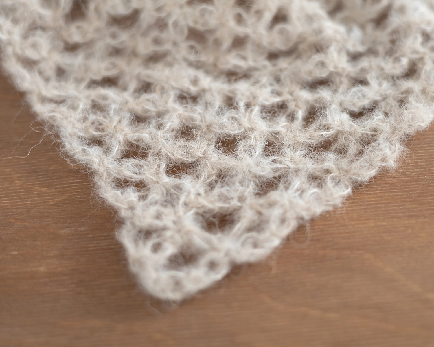 Light Beige Mini Mohair Crocheted Layer / Blanket