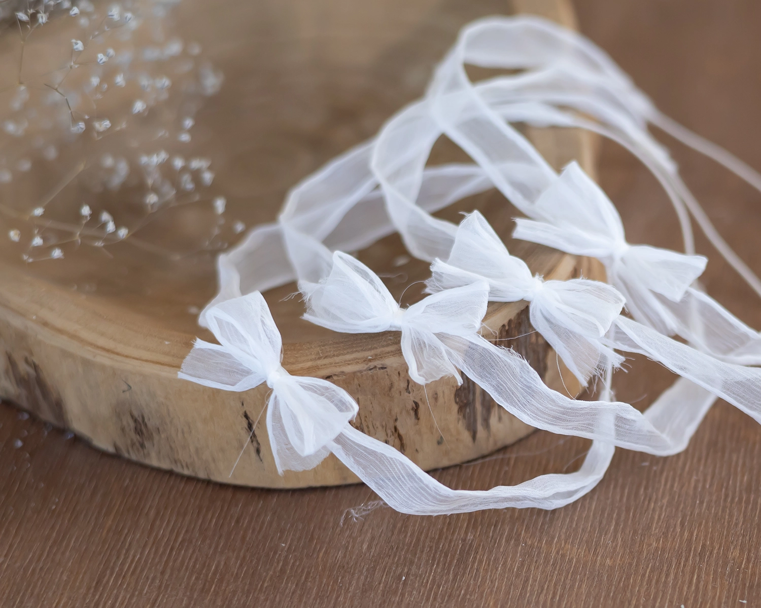 White silk bow headband