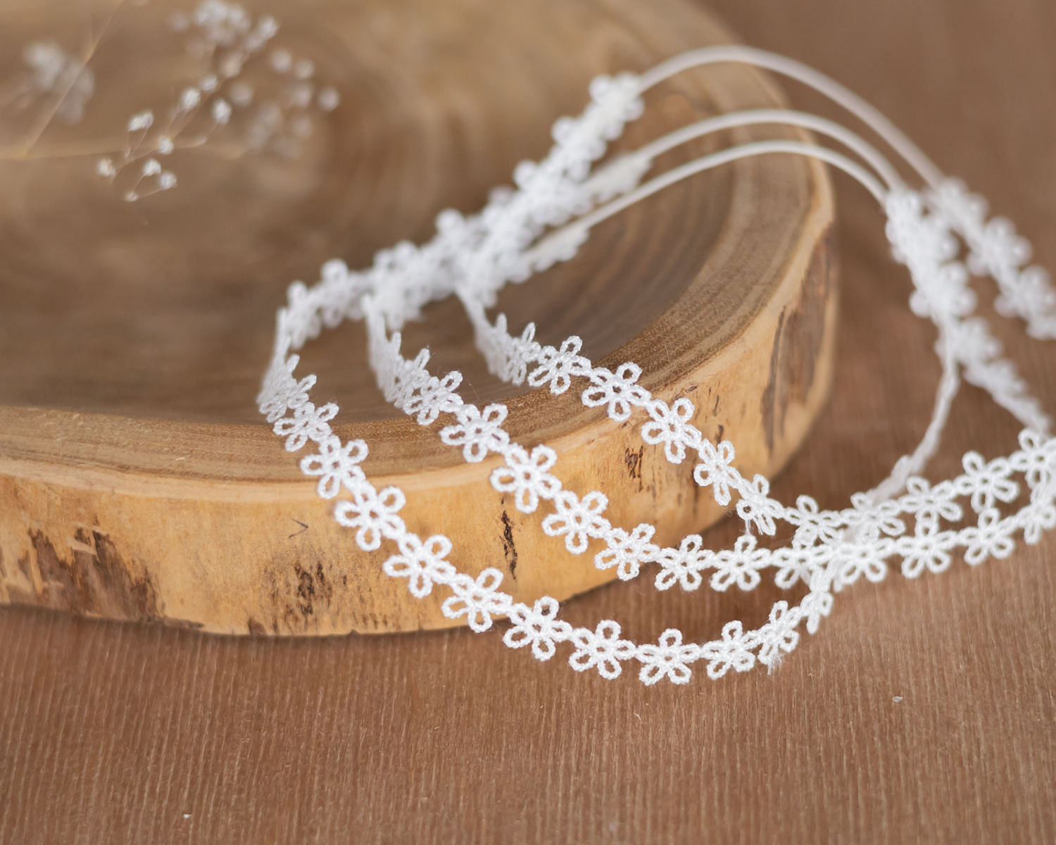 Floral Lace Headband, White