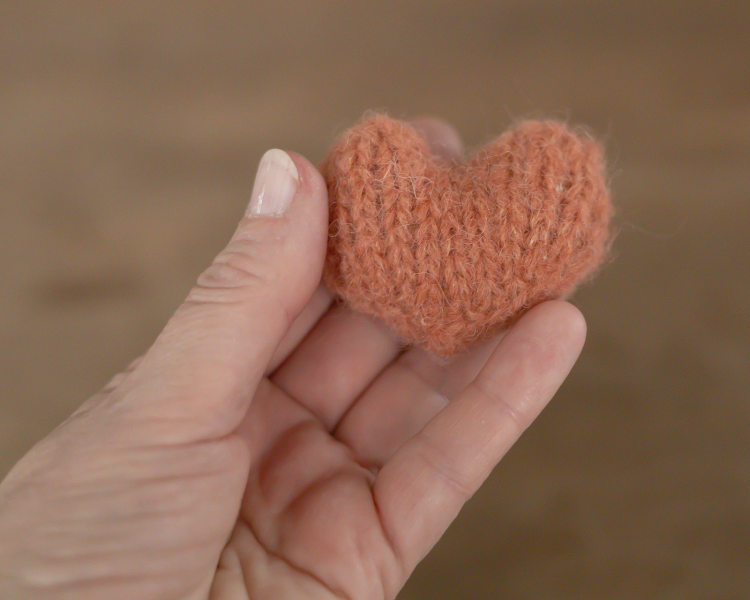 Mini, Knitted Heart, Terracotta