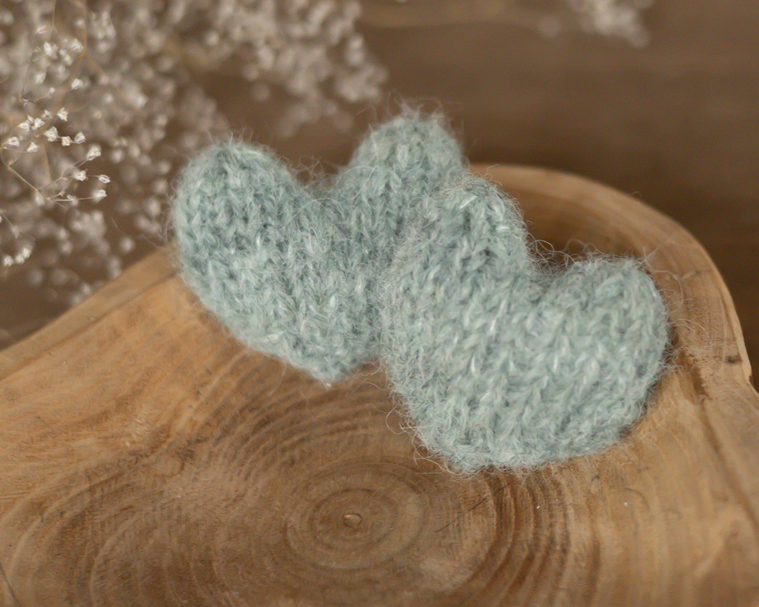 Mini, Knitted Heart, Sage Green