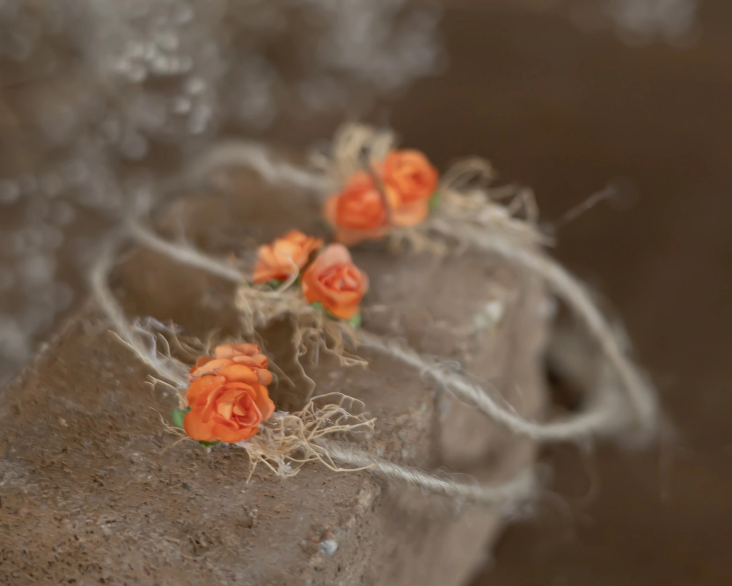 Floral Newborn Headband, Orange