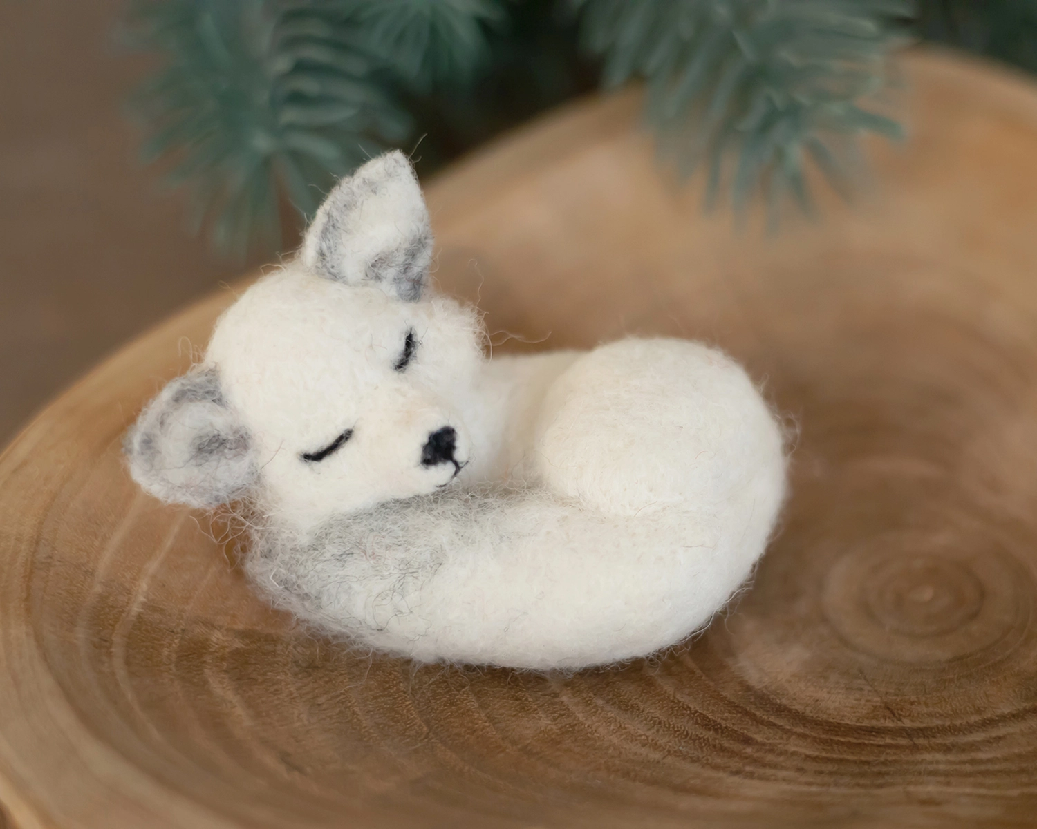 Felted Mini Mohair White Arctic Fox 
