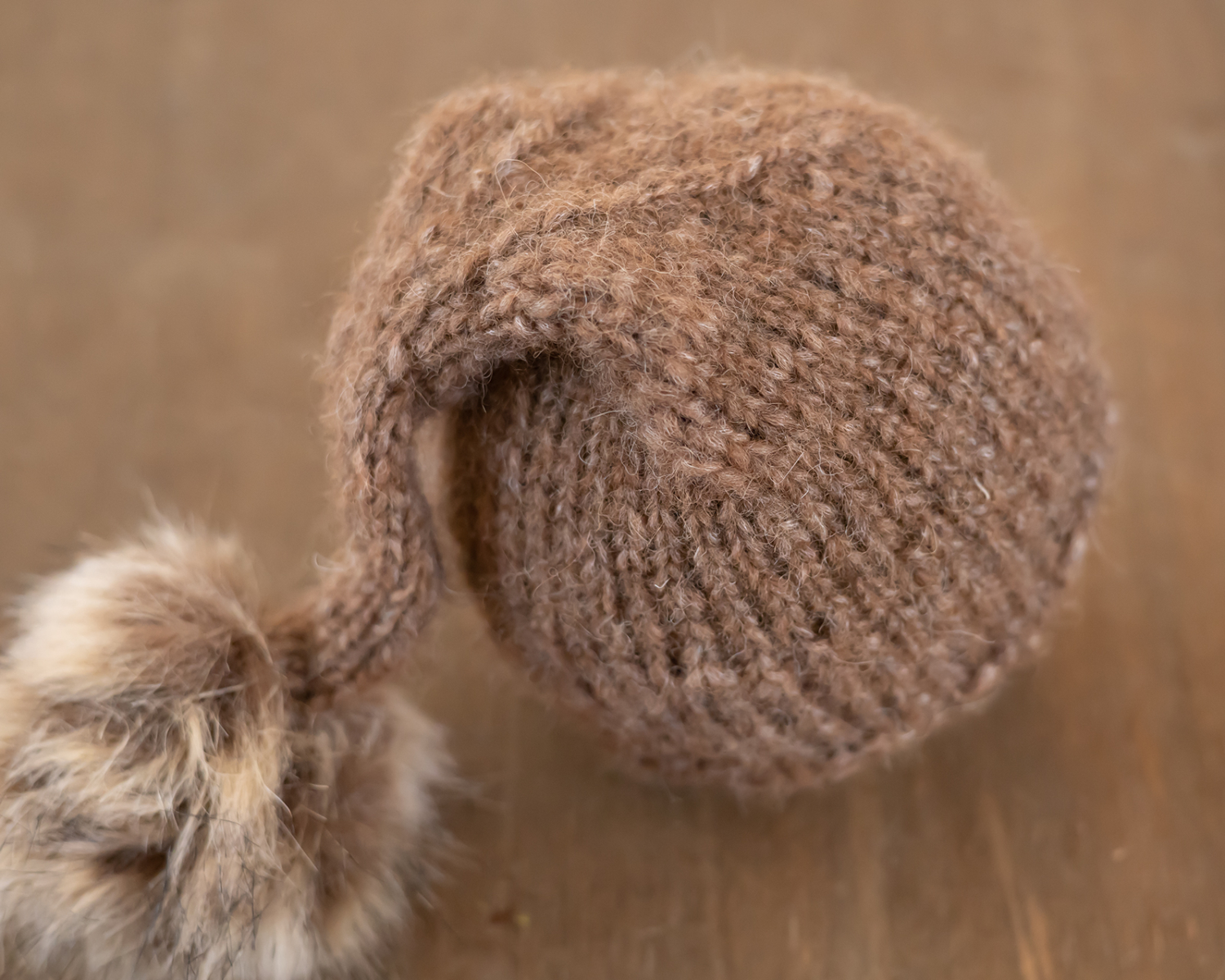 Brown Mohair Newborn Sleepy Hat 