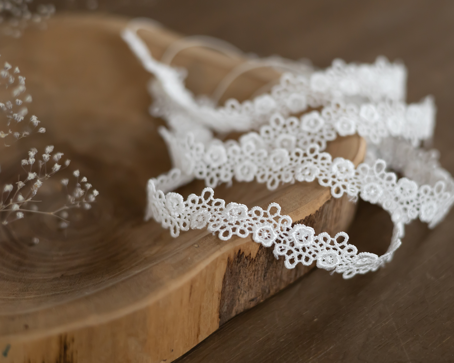 Floral Lace Headband, White