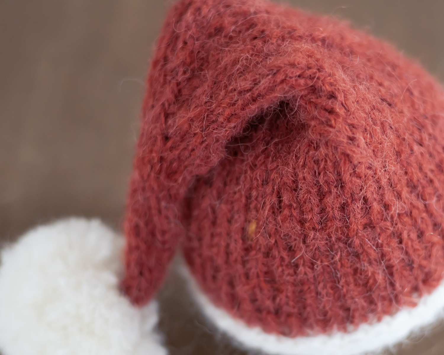 Rustic Red - Off White Newborn Santa / Sleepy Hat  NB size