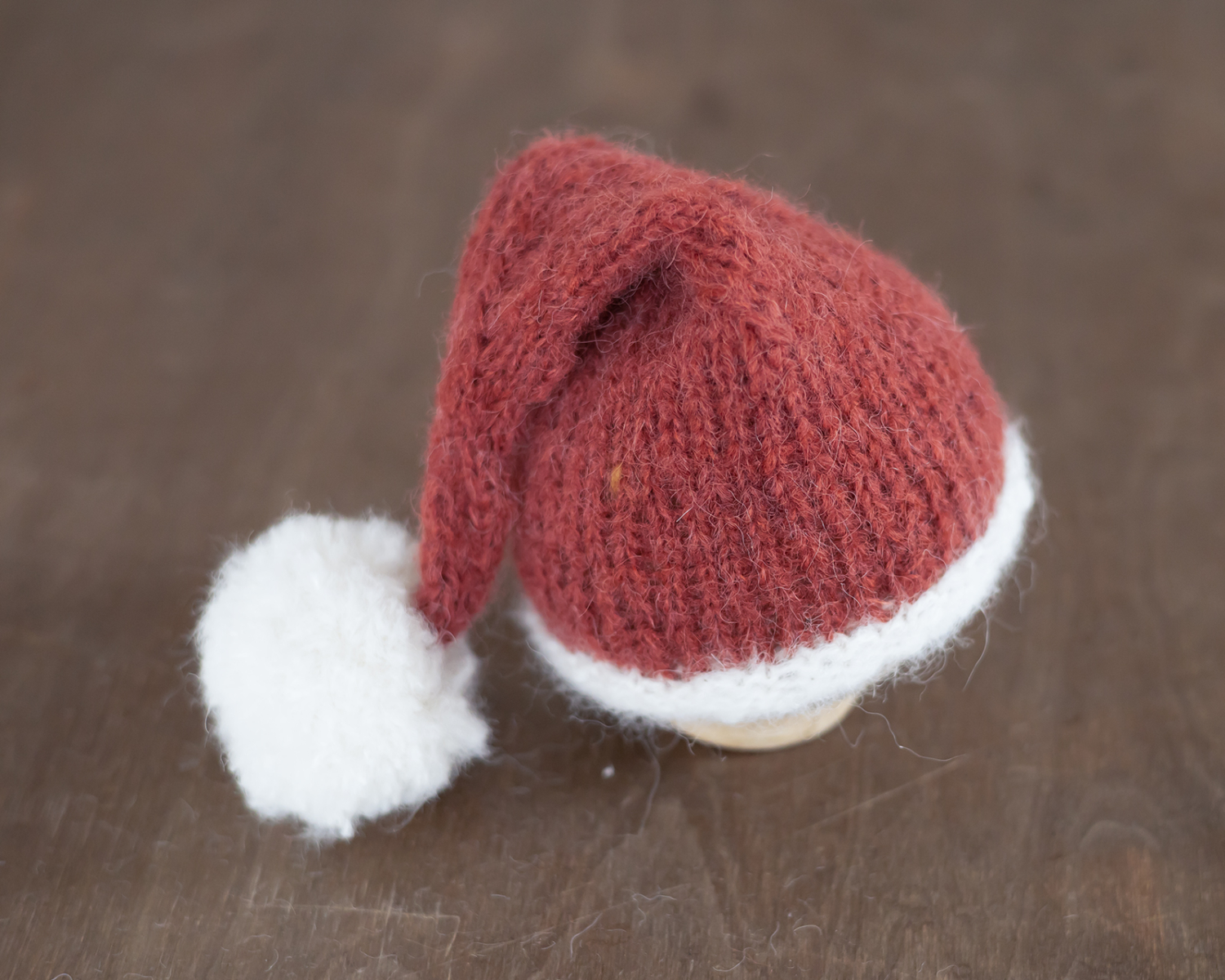 Rustic Red - Off White Newborn Santa / Sleepy Hat  NB size