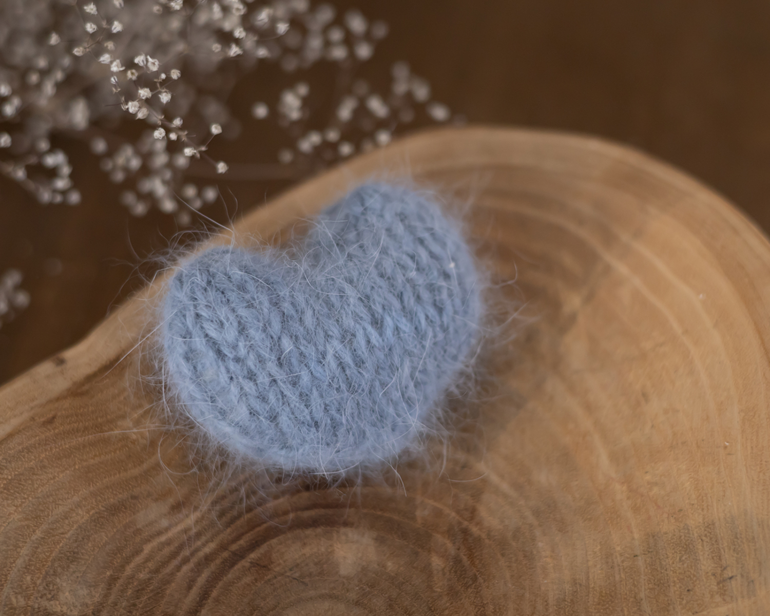 Mini, Knitted Angora Heart, Blue