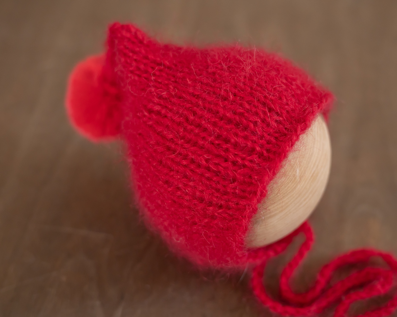 Red Knitted Newborn Hat 