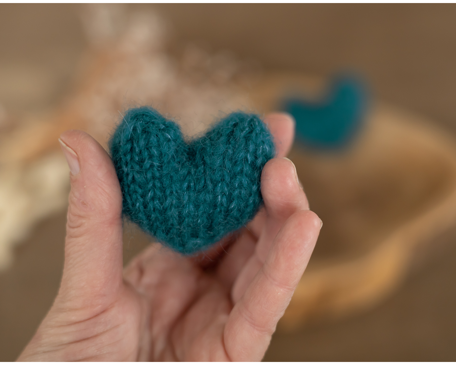 Mini, Knitted Heart, Petrol green