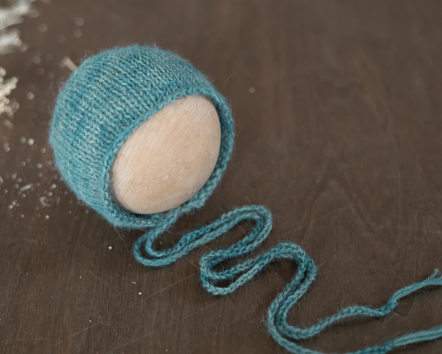 Shaded Blue Hand Dyed Newborn Bonnet