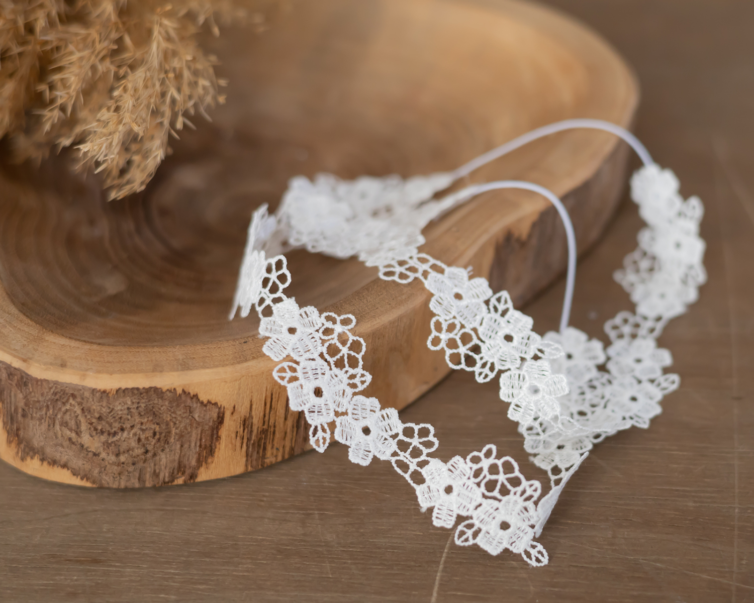 Floral Lace Headband , White