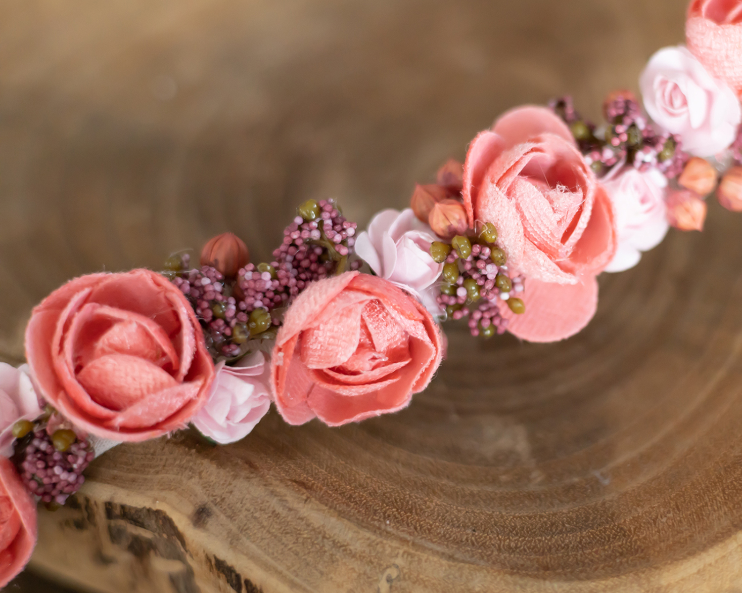 Corall - Pink Floral  Halo / Wreath