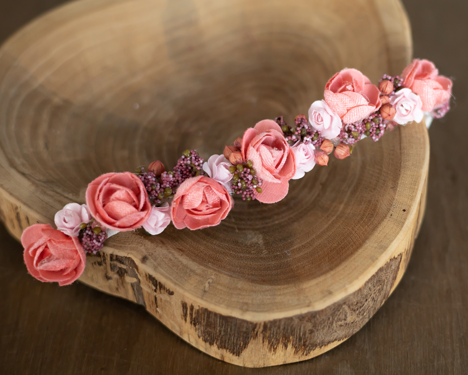 Corall - Pink Floral  Halo / Wreath