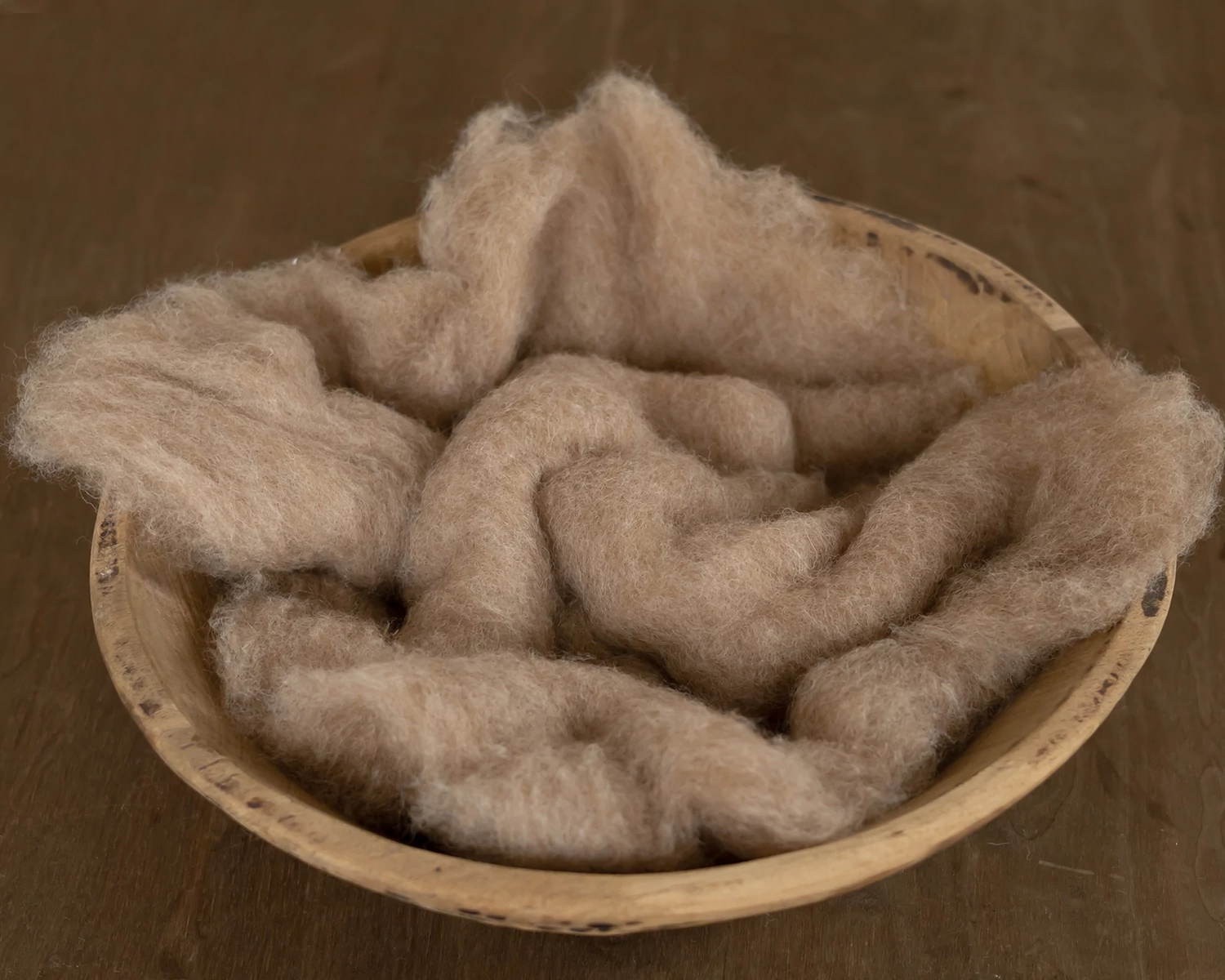 Brown Wool Fluff Basket Stuffer - middle size