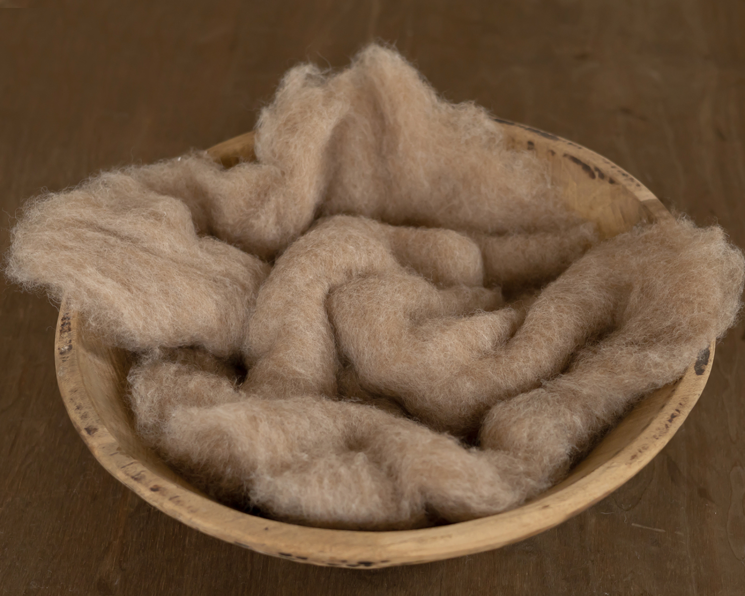 Brown Wool Fluff Basket Stuffer - middle size