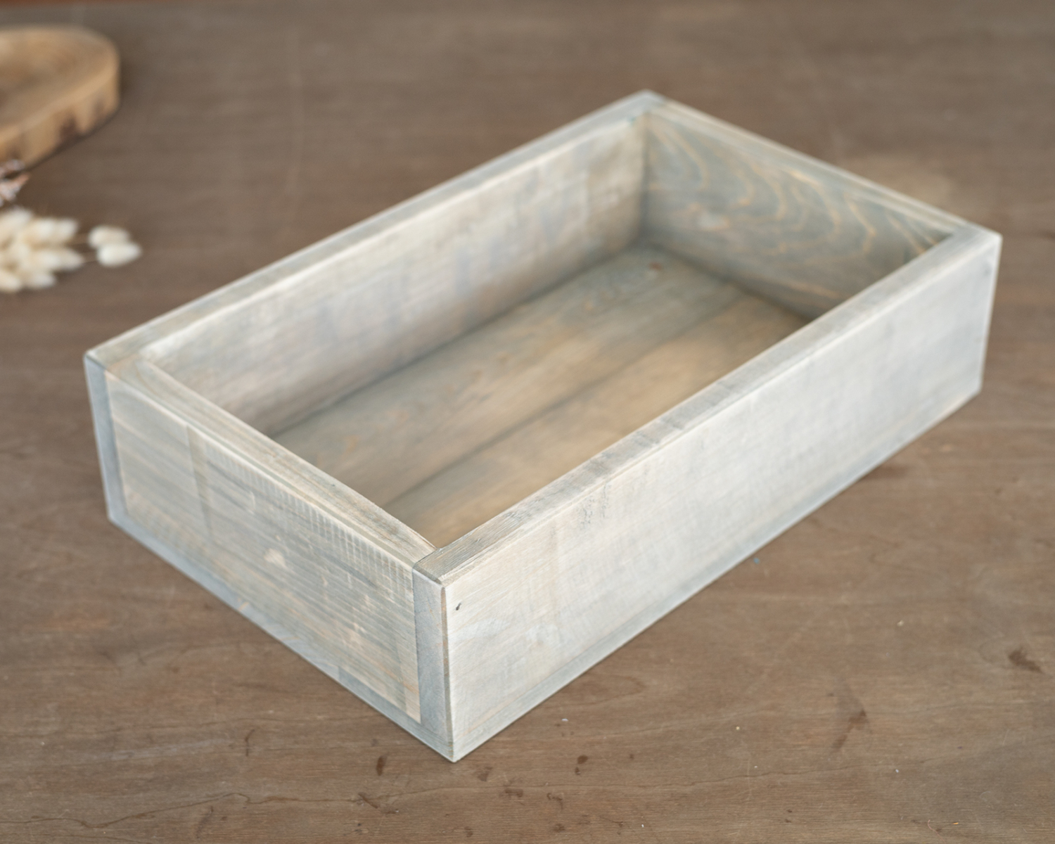 Grey-brown wooden crate- newborn photography prop