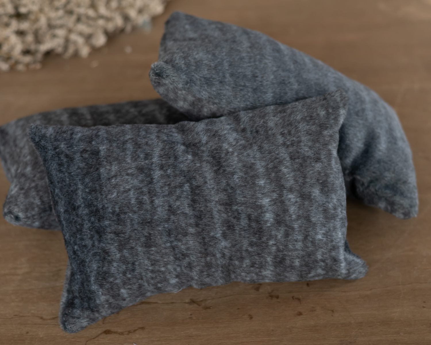 Grey plush posing pillow - newborn photo prop