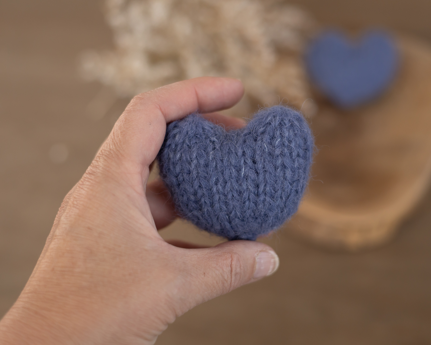 Mini, Knitted Heart, Steel Blue