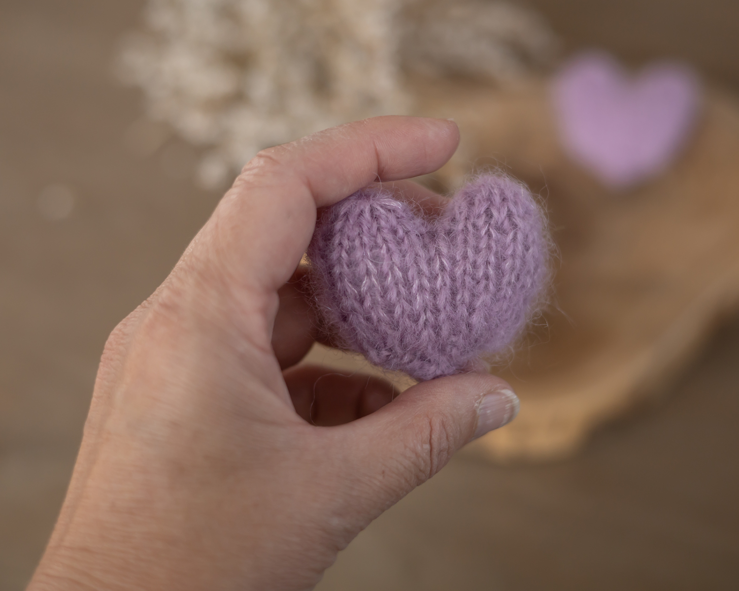 Mini, Knitted Heart, Mauve