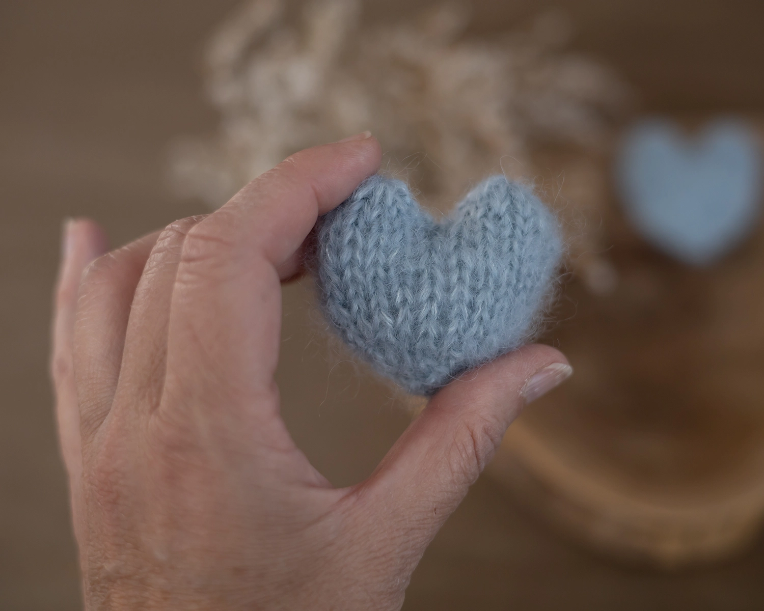 Mini, Knitted Heart, Light Blue I.