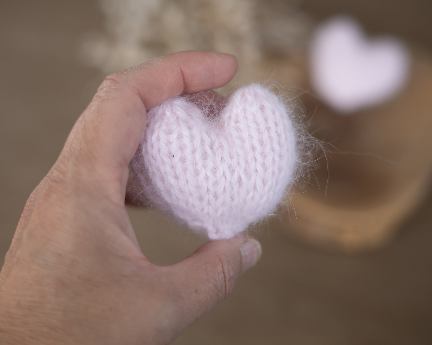 Mini, Knitted Heart, Pale Pink II.