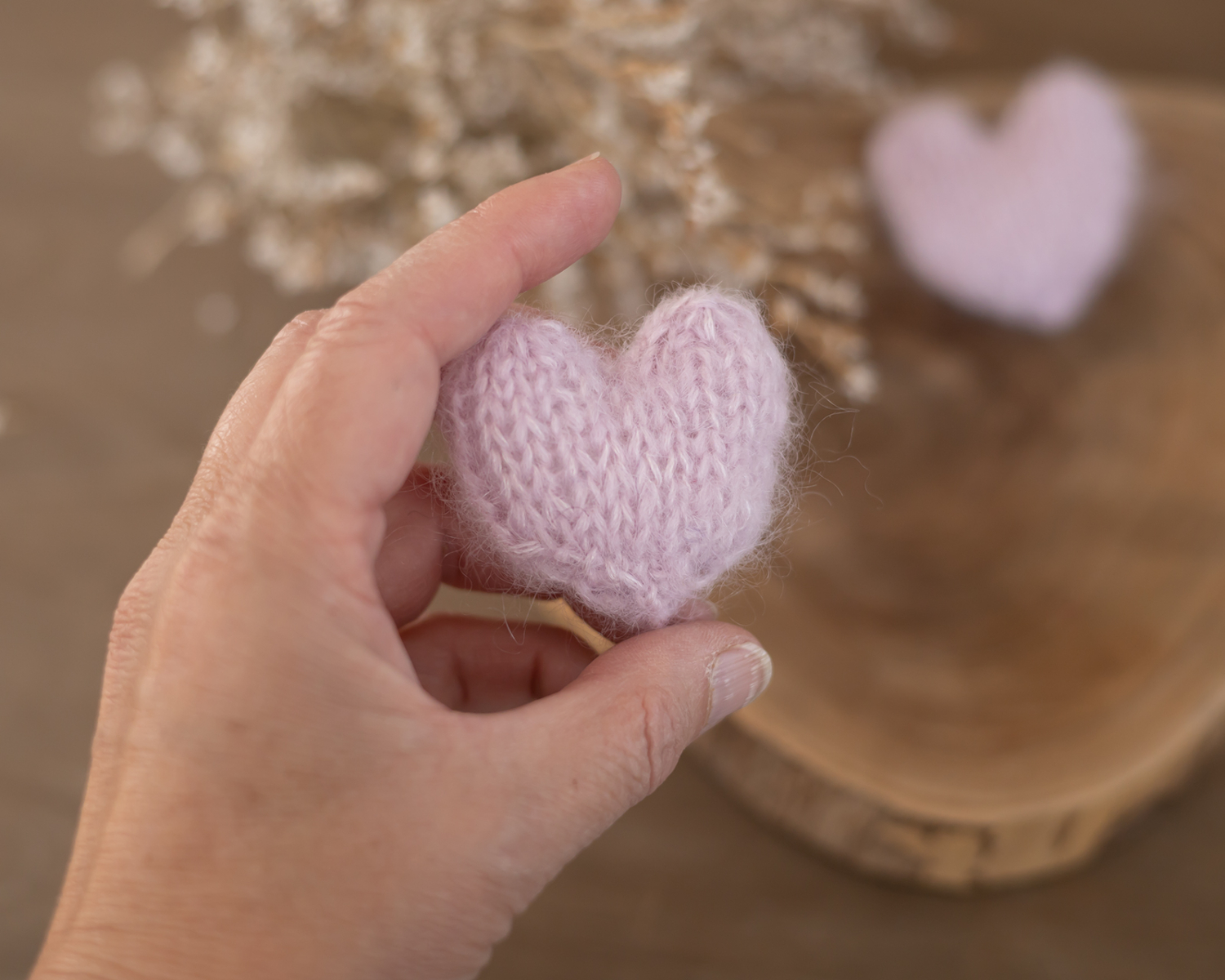 Mini, Knitted Heart, Pale Pink I.