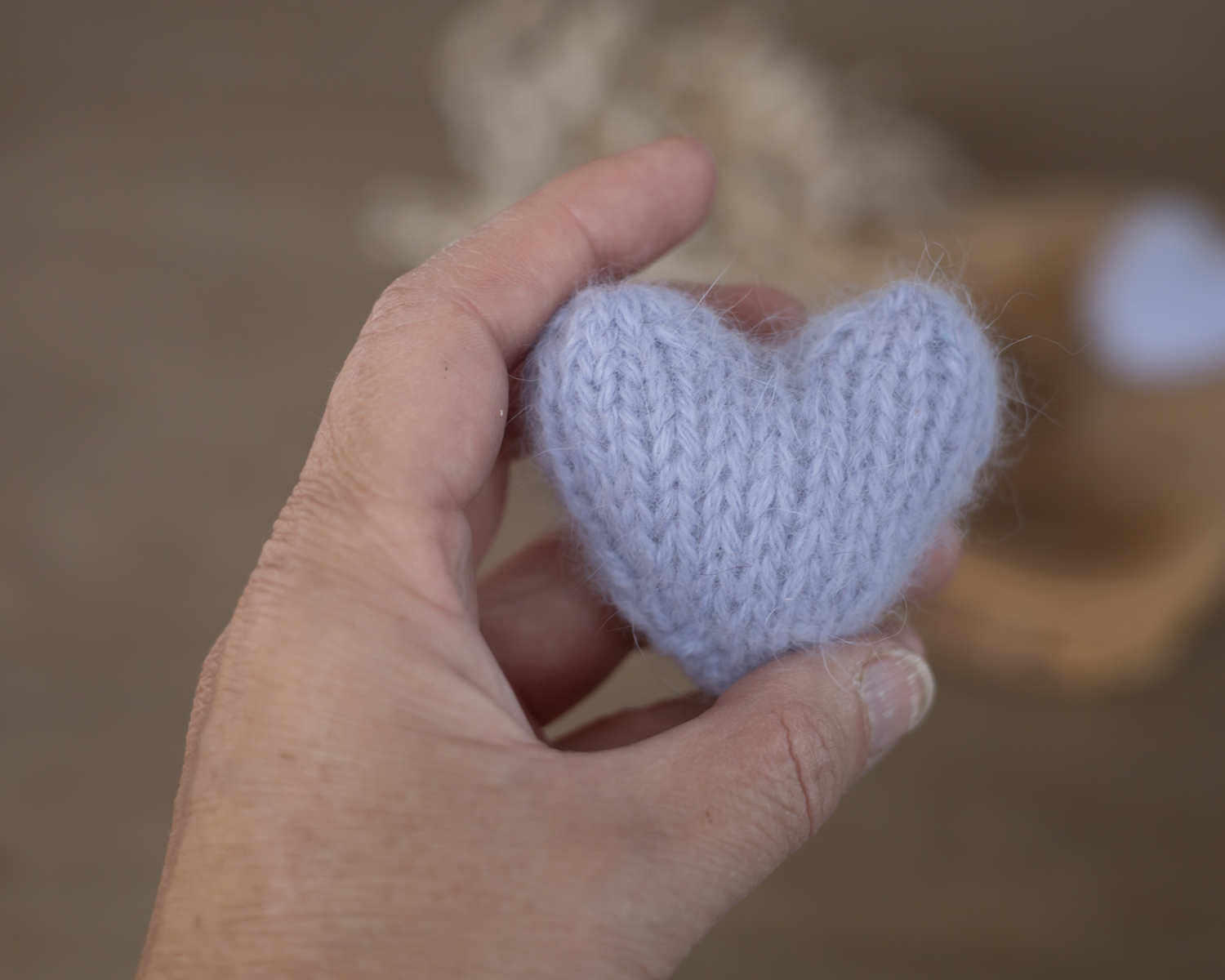 Mini, Knitted Heart, Light Purple Blue II.