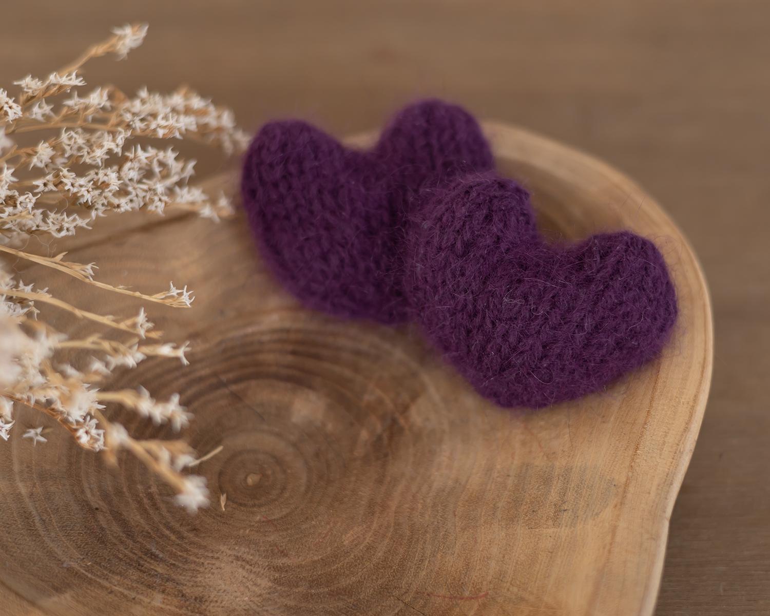 Mini, Knitted Heart, Eggplant