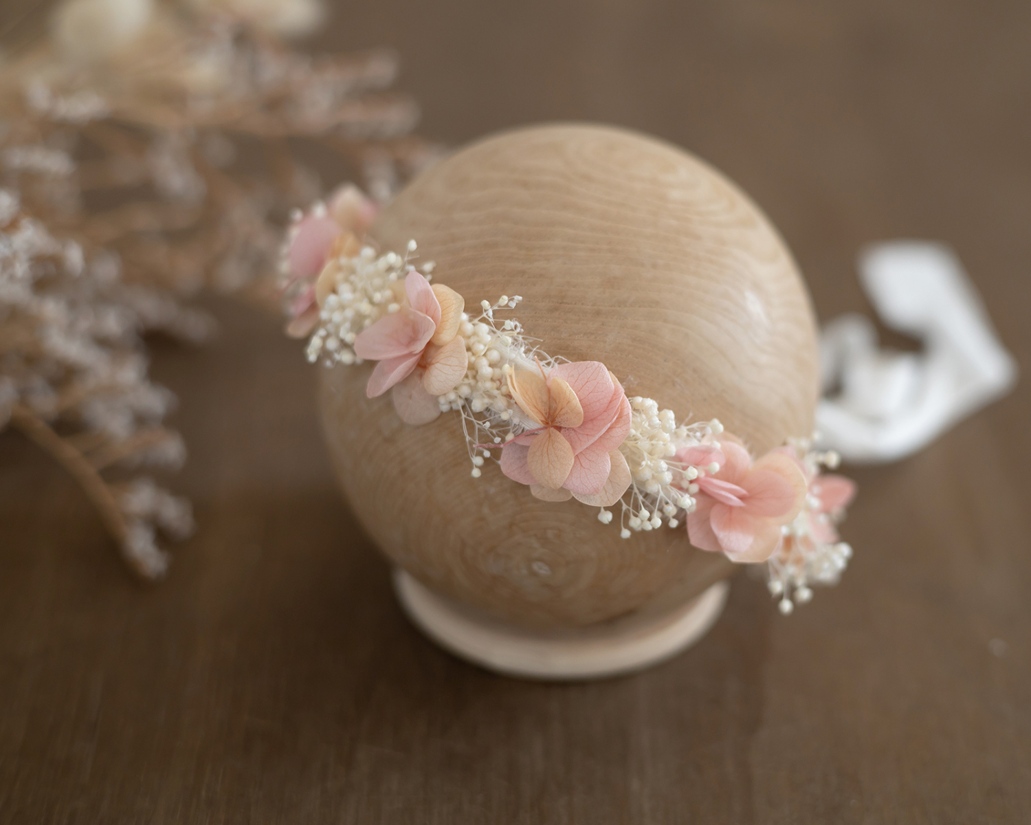 Peach - Ivory Floral  Halo / Wreath