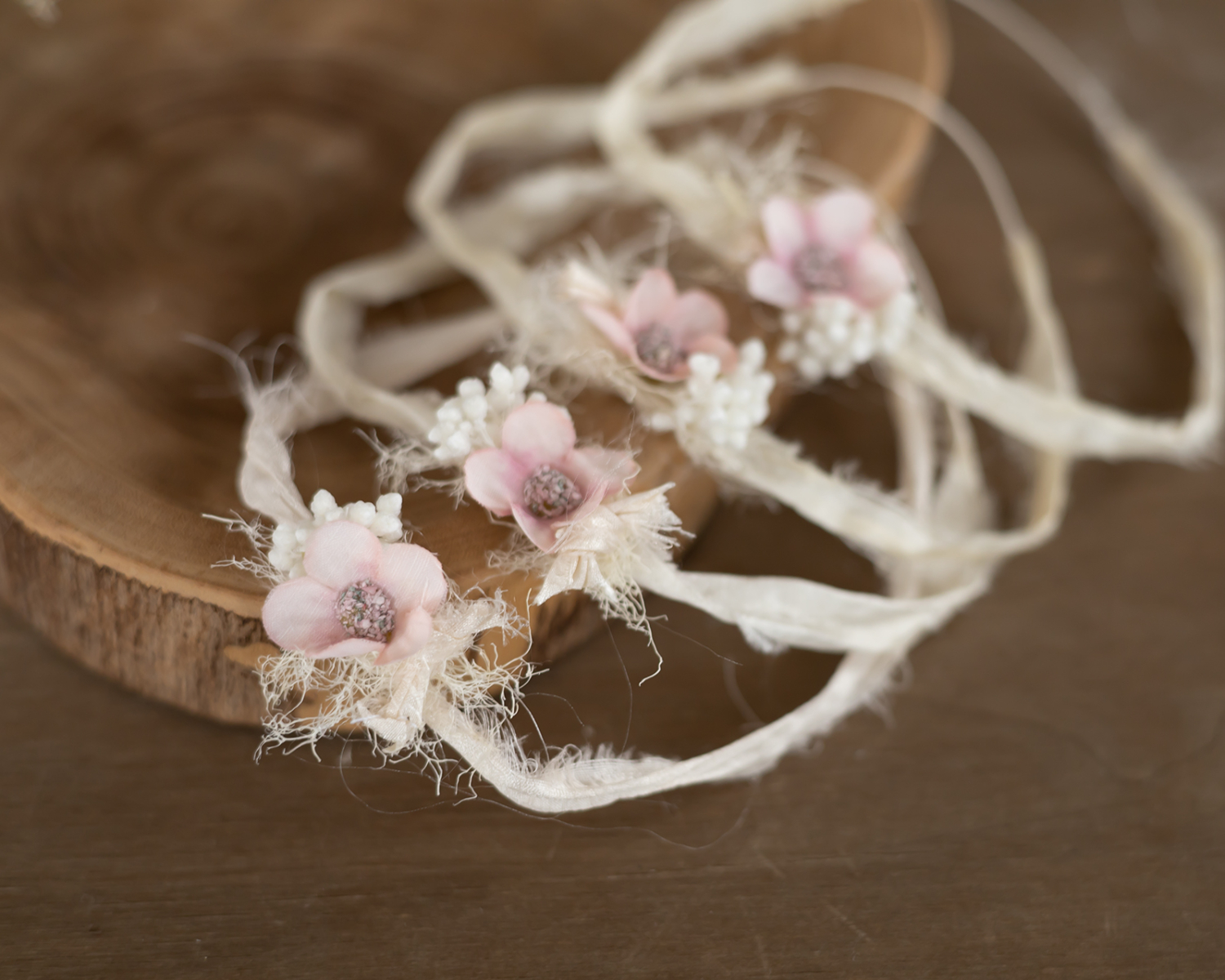 Pale pink/ ivory floral headband