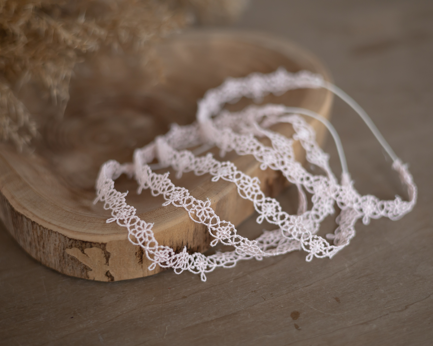 Floral Lace Headband, Pale pink