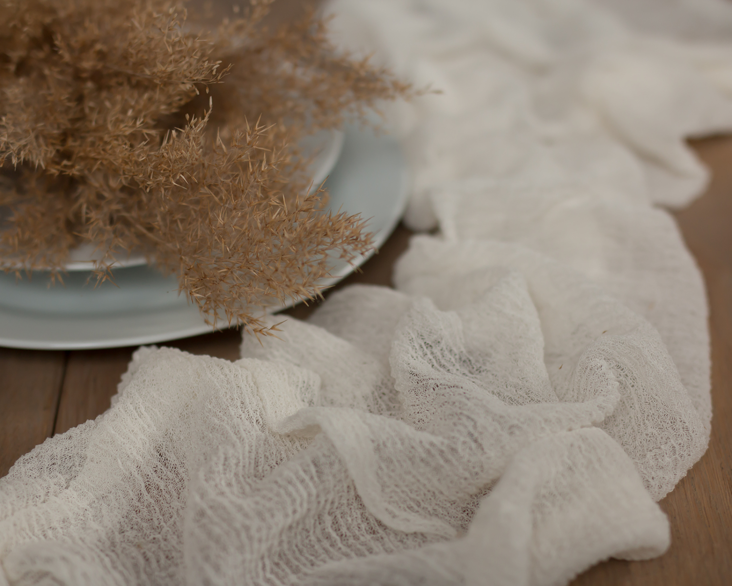 Gauze / Cheesecloth Table Runner Ivory