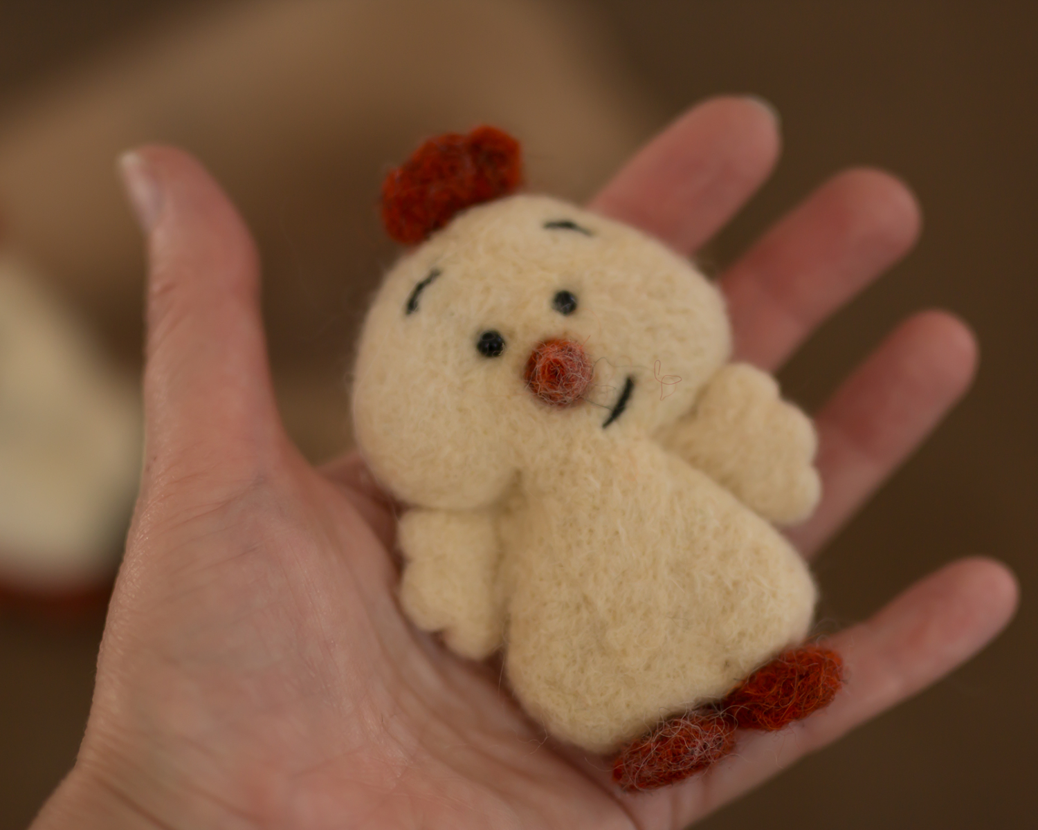 Felted photo toy, pale yellow chick
