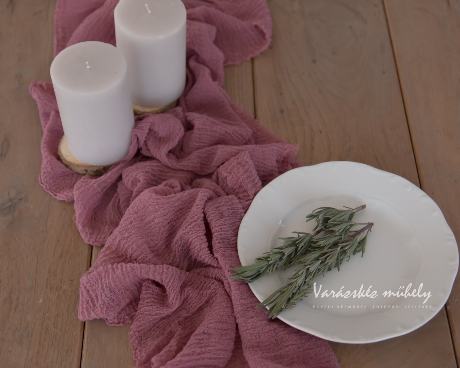 PRE-ORDER Gauze / Cheesecloth Table Runner Mauve color