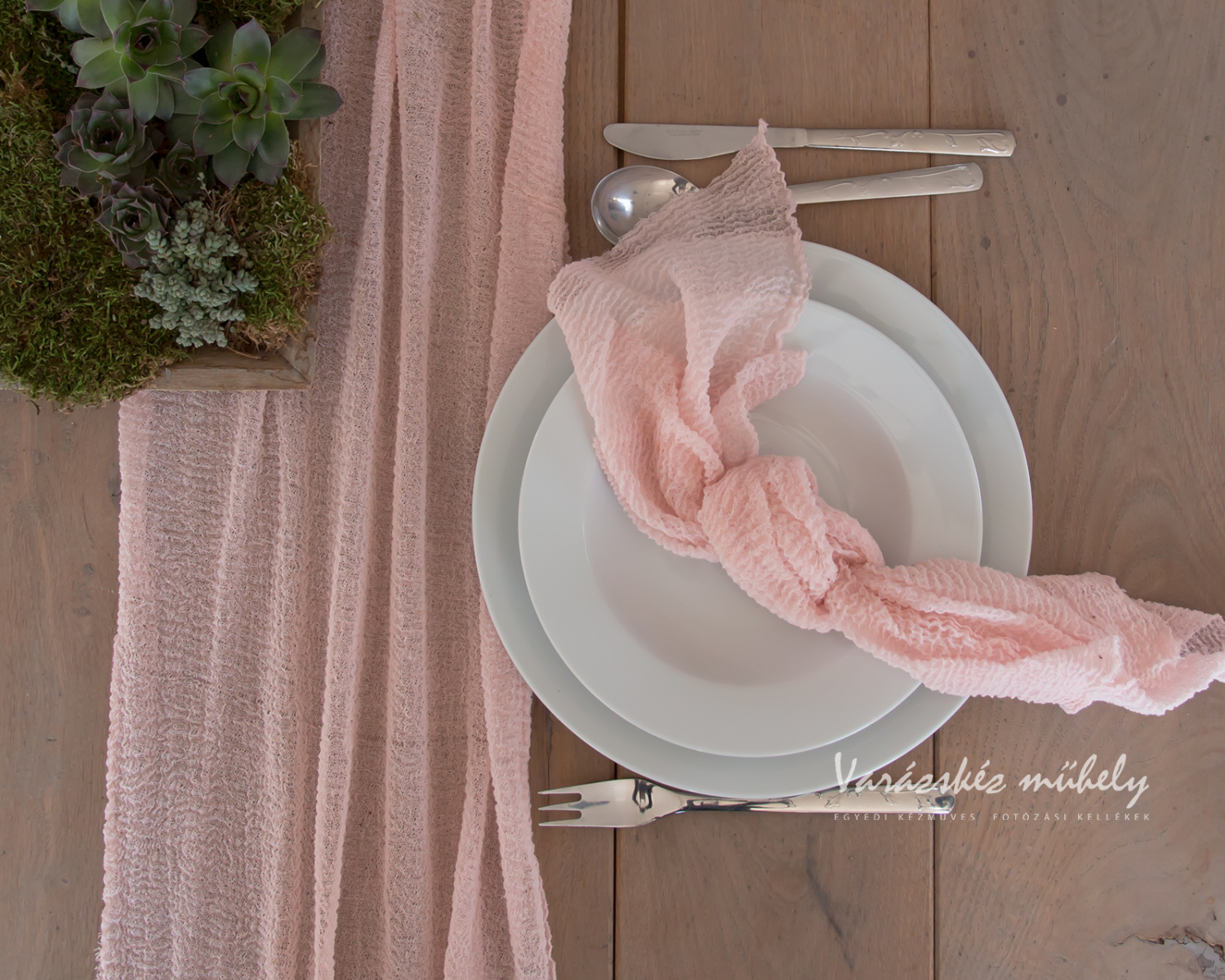 PRE-ORDER Gauze / Cheesecloth Table Runner Light Peach color