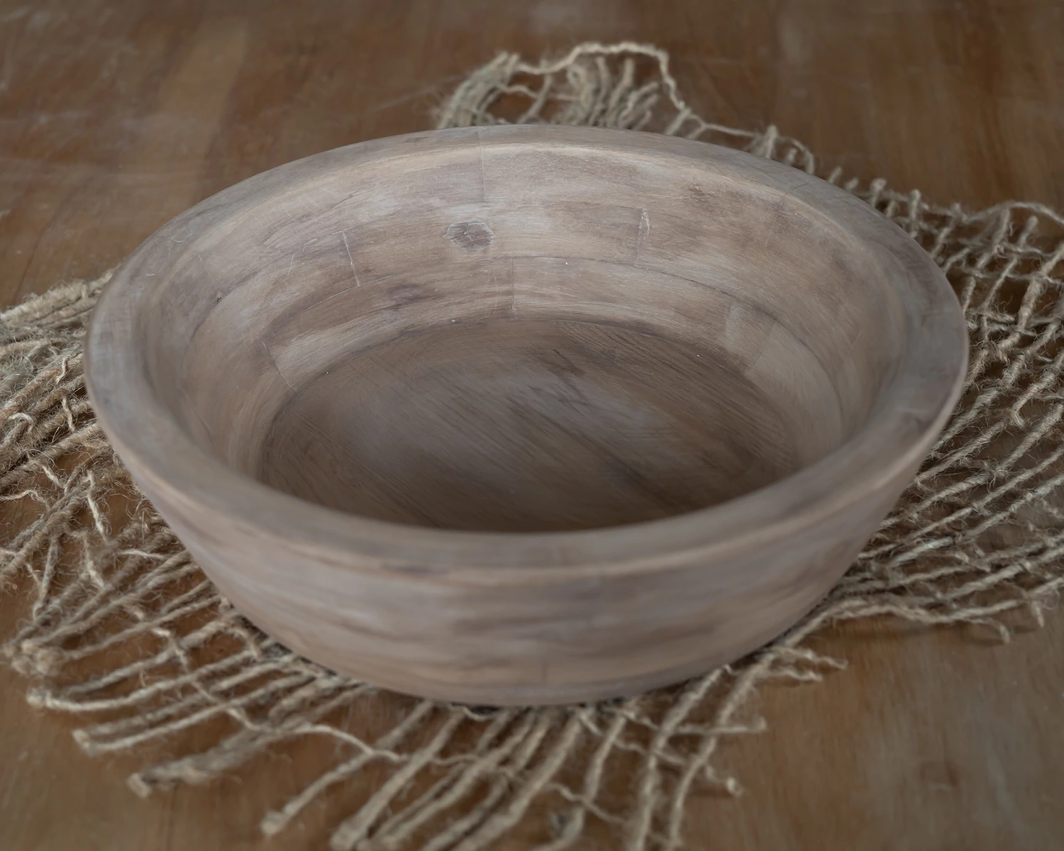 Brown round wooden bowl - 36cm